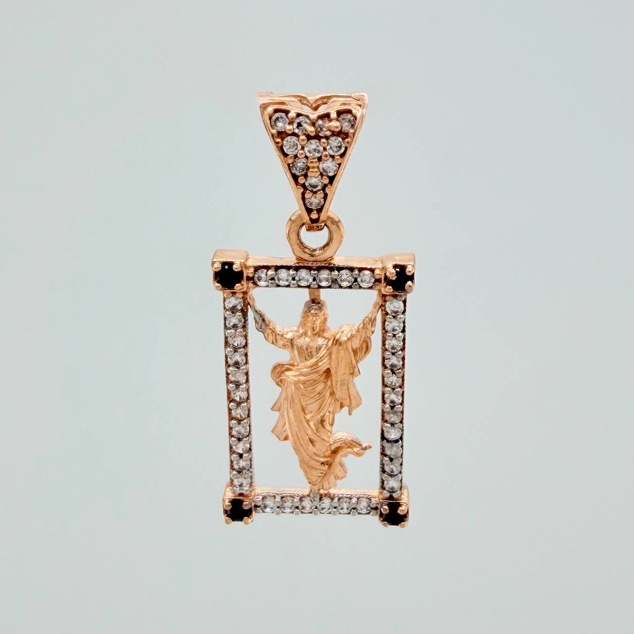 Dije Jesus Resucitado 2.25gr / 1 in / Dos Oros Blanco Rosa 18K %