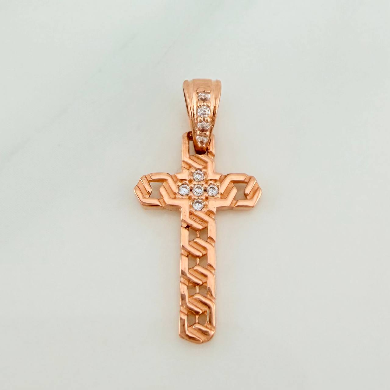 Dije Cruz Zig Zag 1gr / 3/4 in / Oro Rosa 18K %