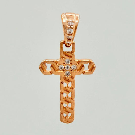 Dije Cruz Zig Zag 1gr / 3/4 in / Oro Rosa 18K %