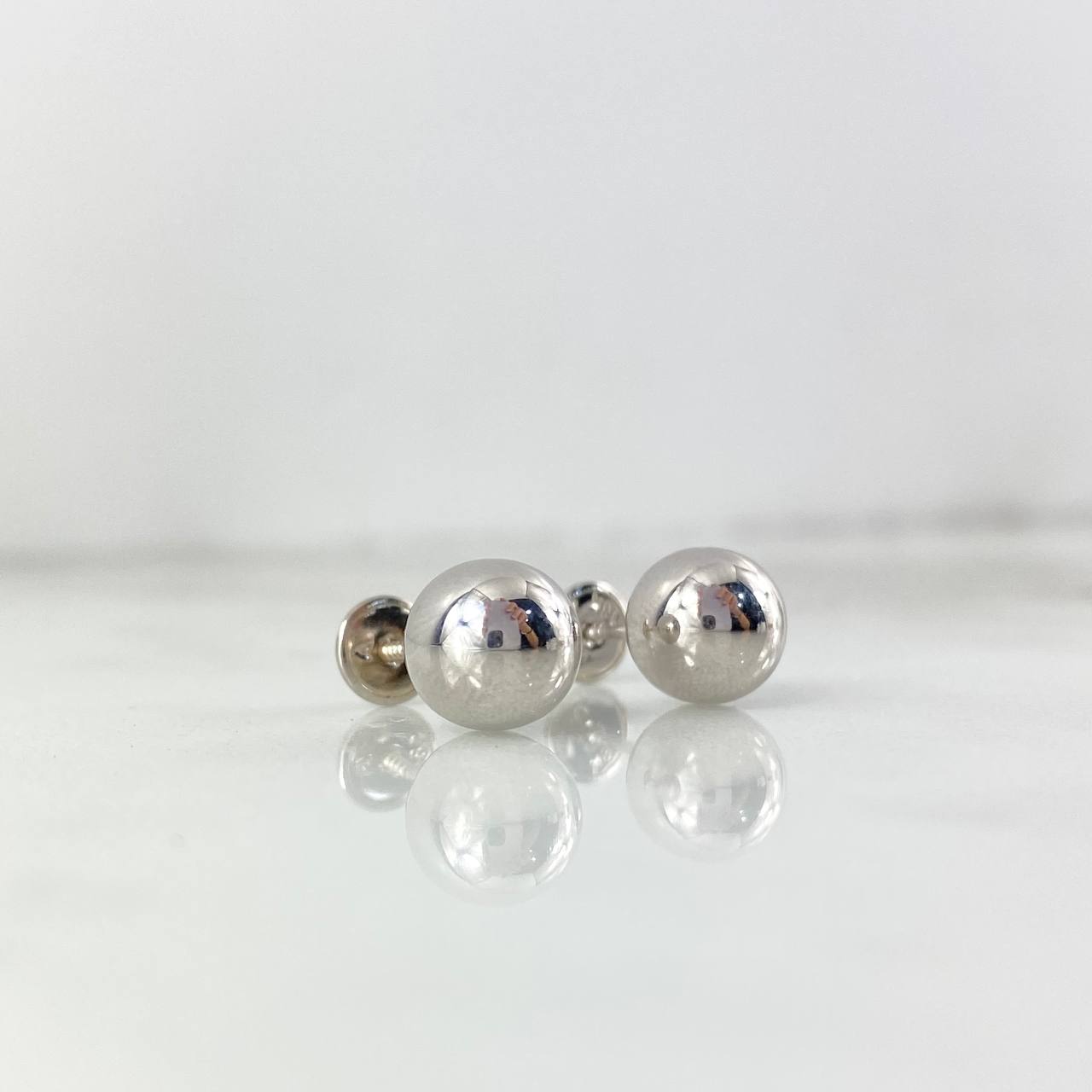 Stud Earrings Bead Polished 8mm / 0.9gr White Gold