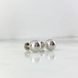 Stud Earrings Bead Polished 8mm / 0.9gr White Gold