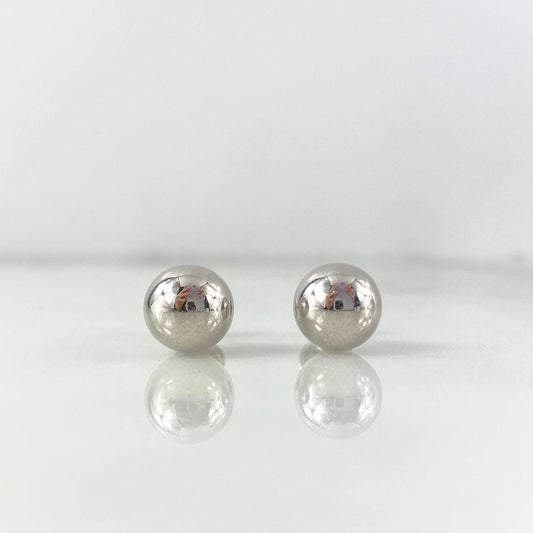 Stud Earrings Bead Polished 8mm / 0.9gr White Gold