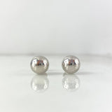 Stud Earrings Bead Polished 8mm / 0.9gr White Gold