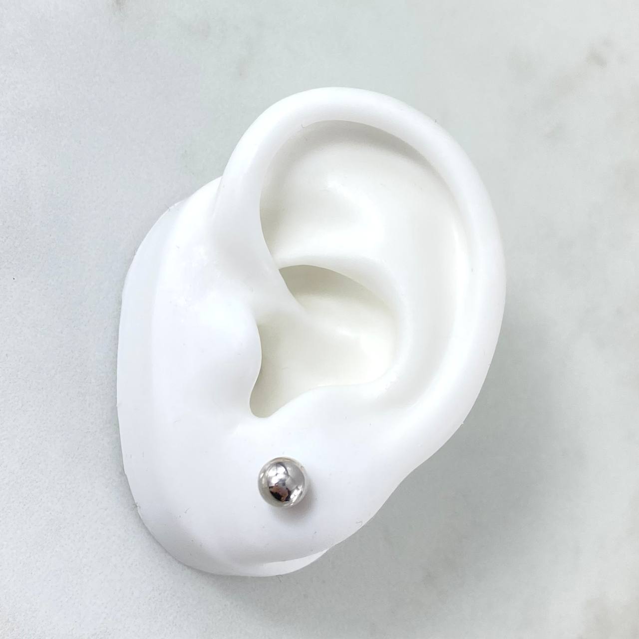 Stud Earrings Bead 0.7gr / 6mm Polished White Gold ©