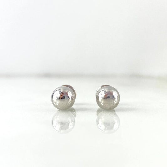 Stud Earrings Bead 0.7gr / 6mm Polished White Gold ©