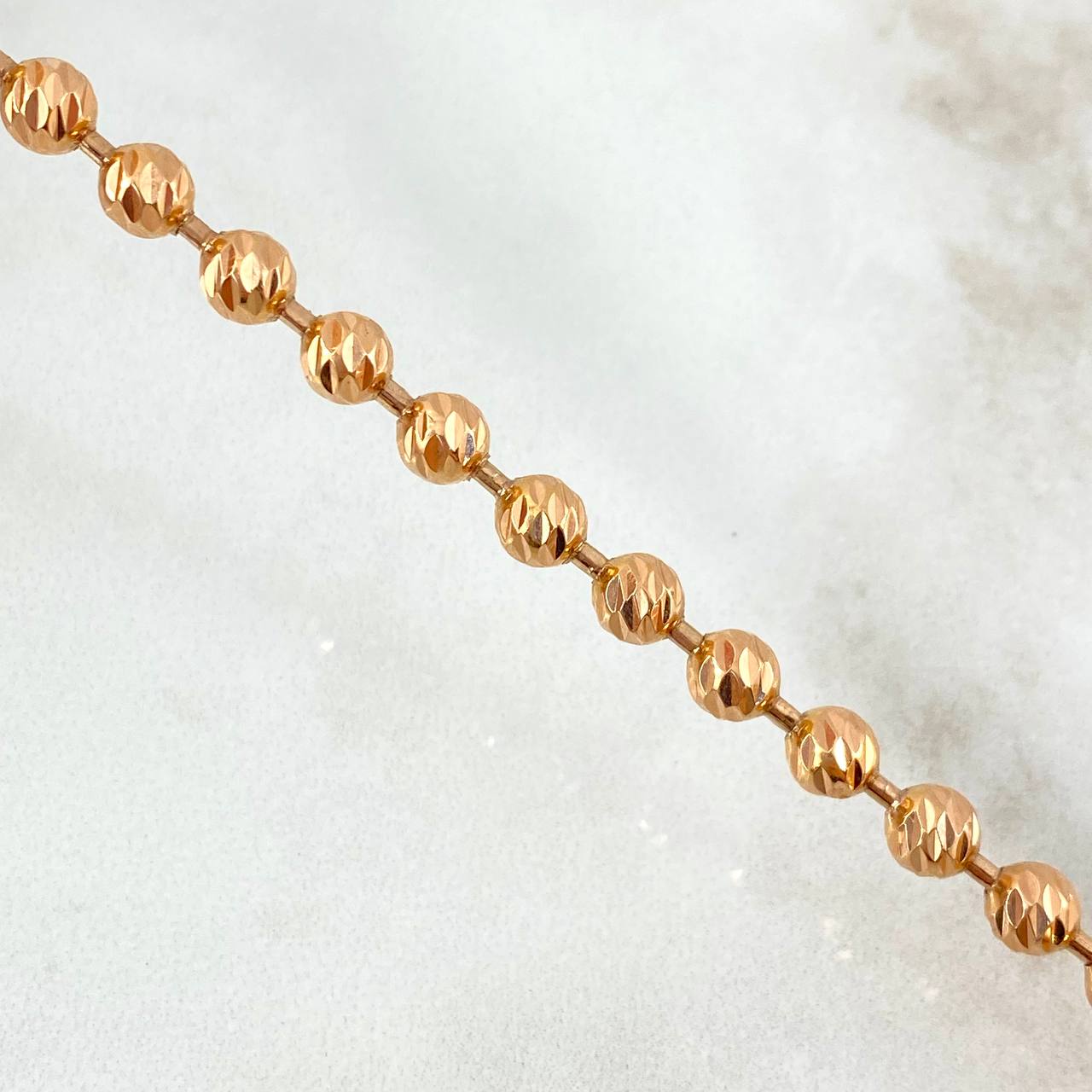 Bracelet Bracelet 11.7gr / 21cm / 5mm Beads Diamond Cut Rose Gold *