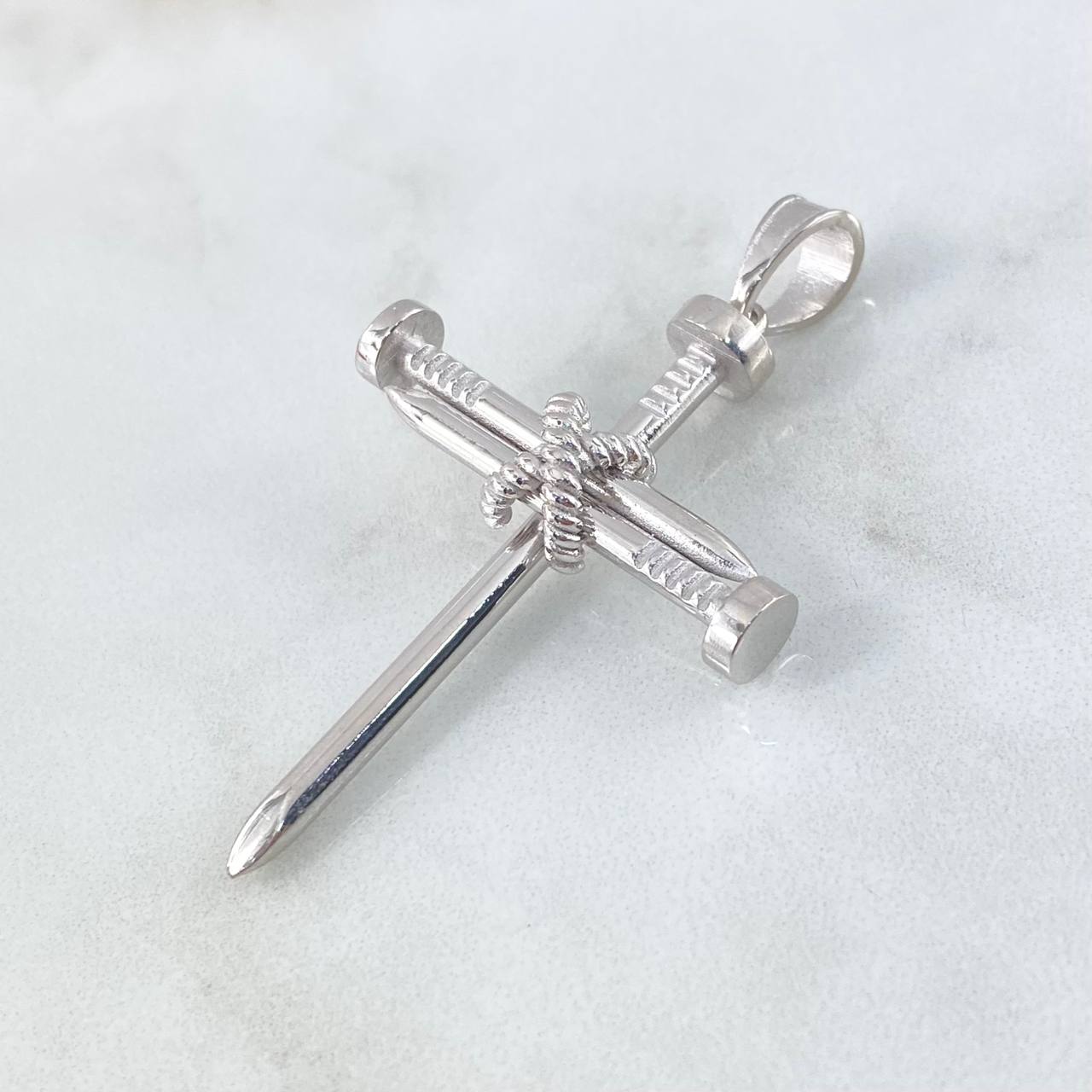 Custom Made to Order Pendant Cross Nail 12gr / Polished 18K White Gold