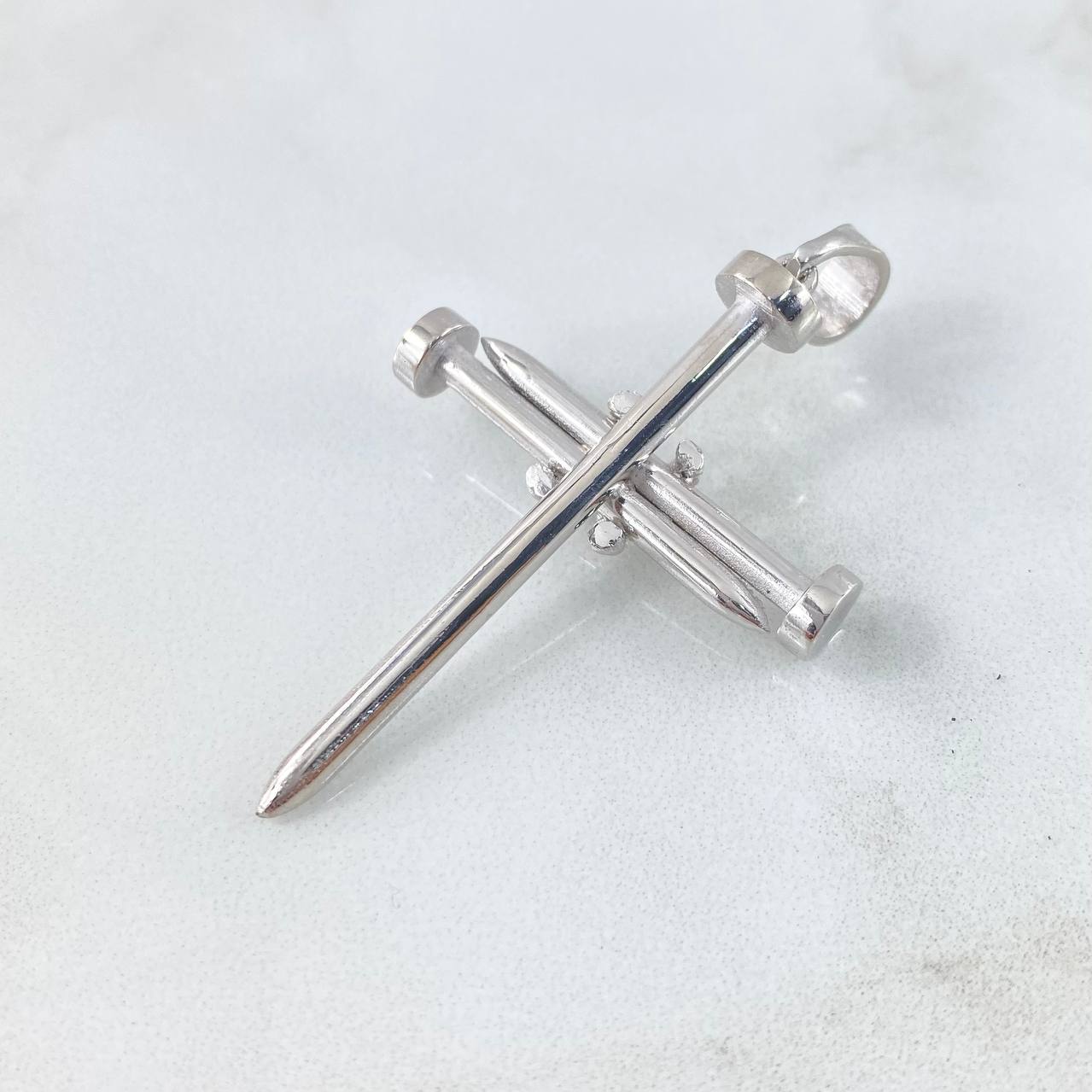 Custom Made to Order Pendant Cross Nail 12gr / Polished 18K White Gold