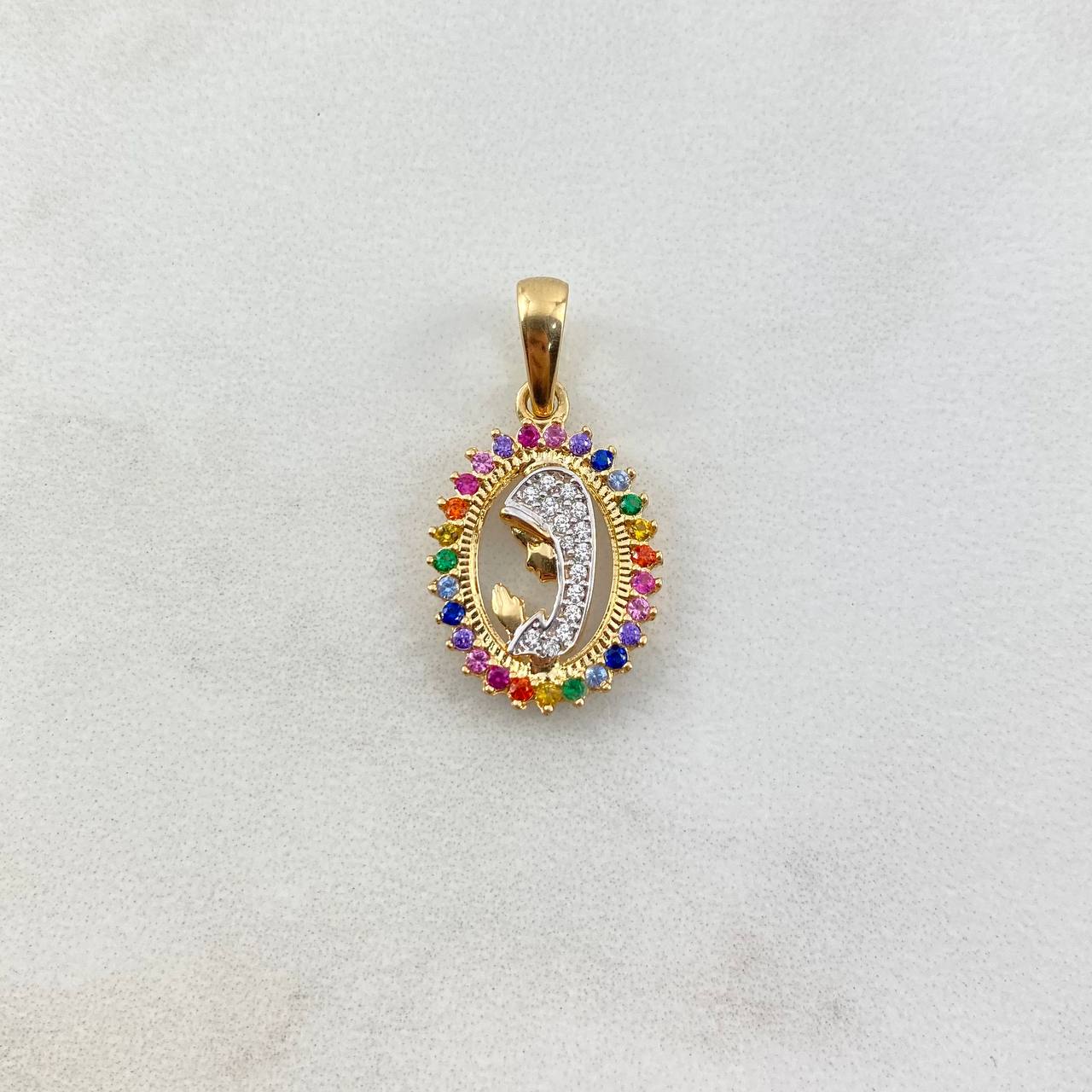 Dije Virgen Maria 1.9gr / 2.5cm / Circulo Circones Colores Blancos Oro Amarillo ©