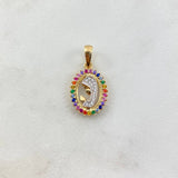 Dije Virgen Maria 1.9gr / 2.5cm / Circulo Circones Colores Blancos Oro Amarillo ©