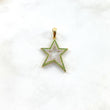 Pendant Star 2.5gr / 3.7cm / Silhouette White Green Zircons Yellow Gold ©