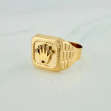 Anillo Sello Corona 3.7gr / T11 3/4 / Oro Amarillo 18K $