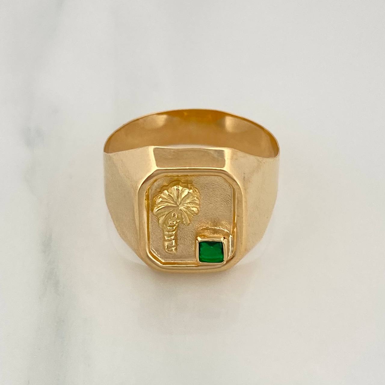 Anillo Sello Palmera 3.45gr / T10 / Oro Amarillo 18K $