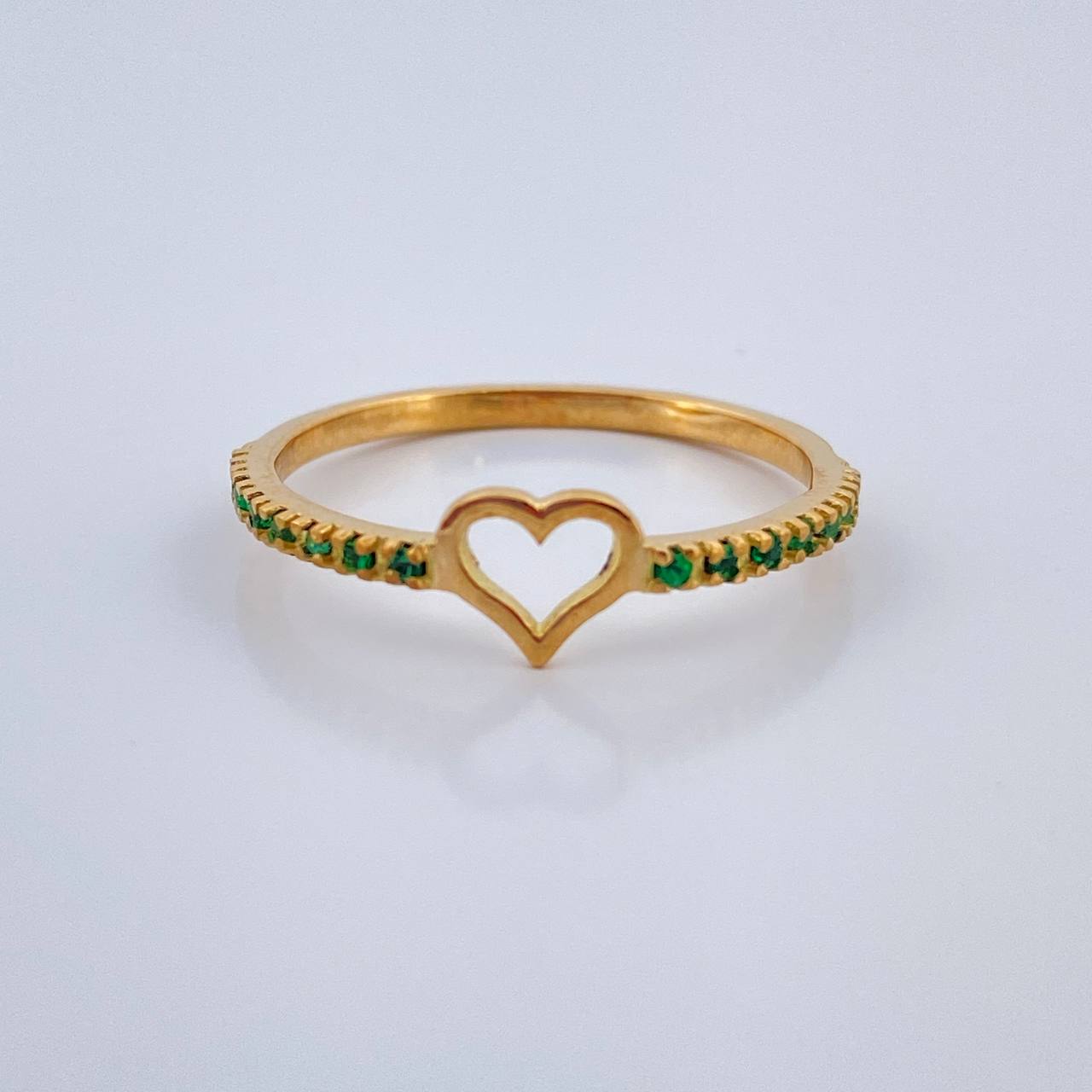 Ring Heart Emerald 1.4gr / T6 3/4 / 18K Yellow Gold &