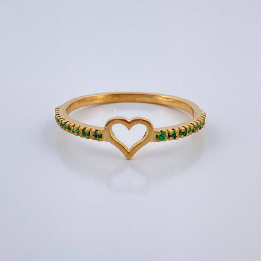 Anillo Corazon Esmeralda 1.4gr / T6 3/4 / Oro Amarillo 18K &