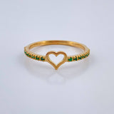 Ring Heart Emerald 1.4gr / T6 3/4 / 18K Yellow Gold &