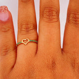 Ring Heart Emerald 1.4gr / T6 3/4 / 18K Yellow Gold &
