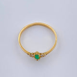 Anillo Solitario Ojo Esmeralda Diamantes 1.35gr / T7 1/4 / Oro Amarillo 18K $
