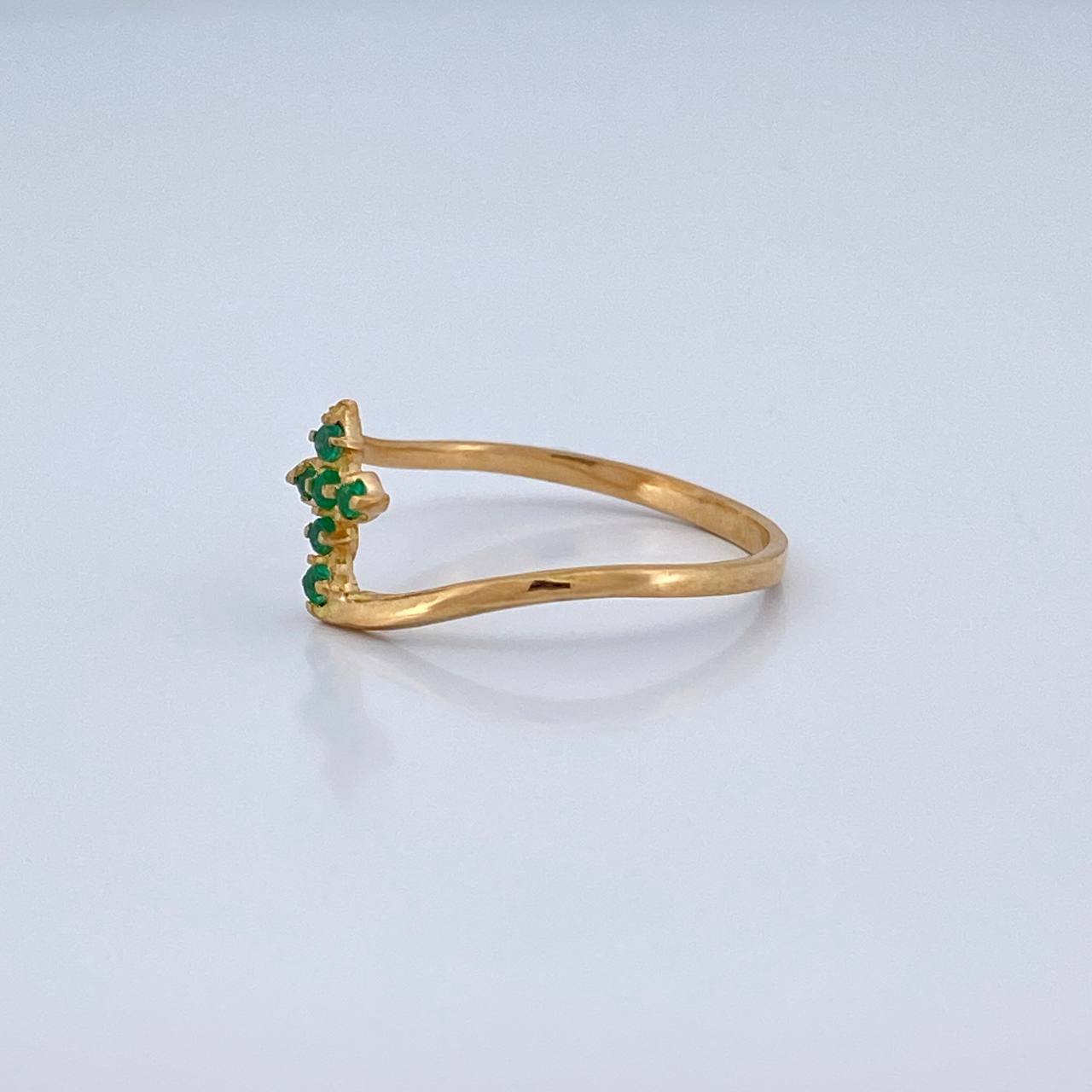 Anillo Cruz Eco Esmeraldas 1.1gr / T6 1/2 / Oro Amarillo 18K $
