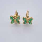Candongas Mariposa Esmeralda 1.7gr / 1/2 in / Oro Amarillo 18K &