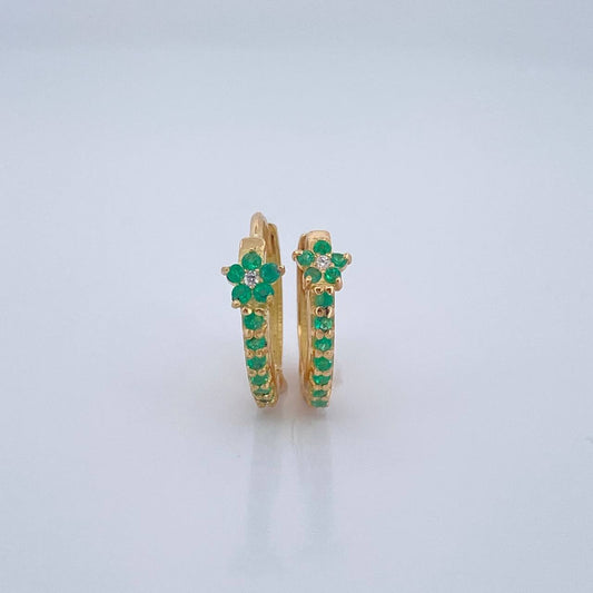 Candongas Flor Esmeralda 2.25gr / 1/2 in / Oro Amarillo 18K &