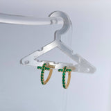 Candongas Cruz Esmeraldas 2.4gr / 1/2 in / Oro Amarillo 18K &