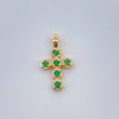 Pendant Cross Emeralds 0.75gr / 3/4 in / 18K Yellow Gold &