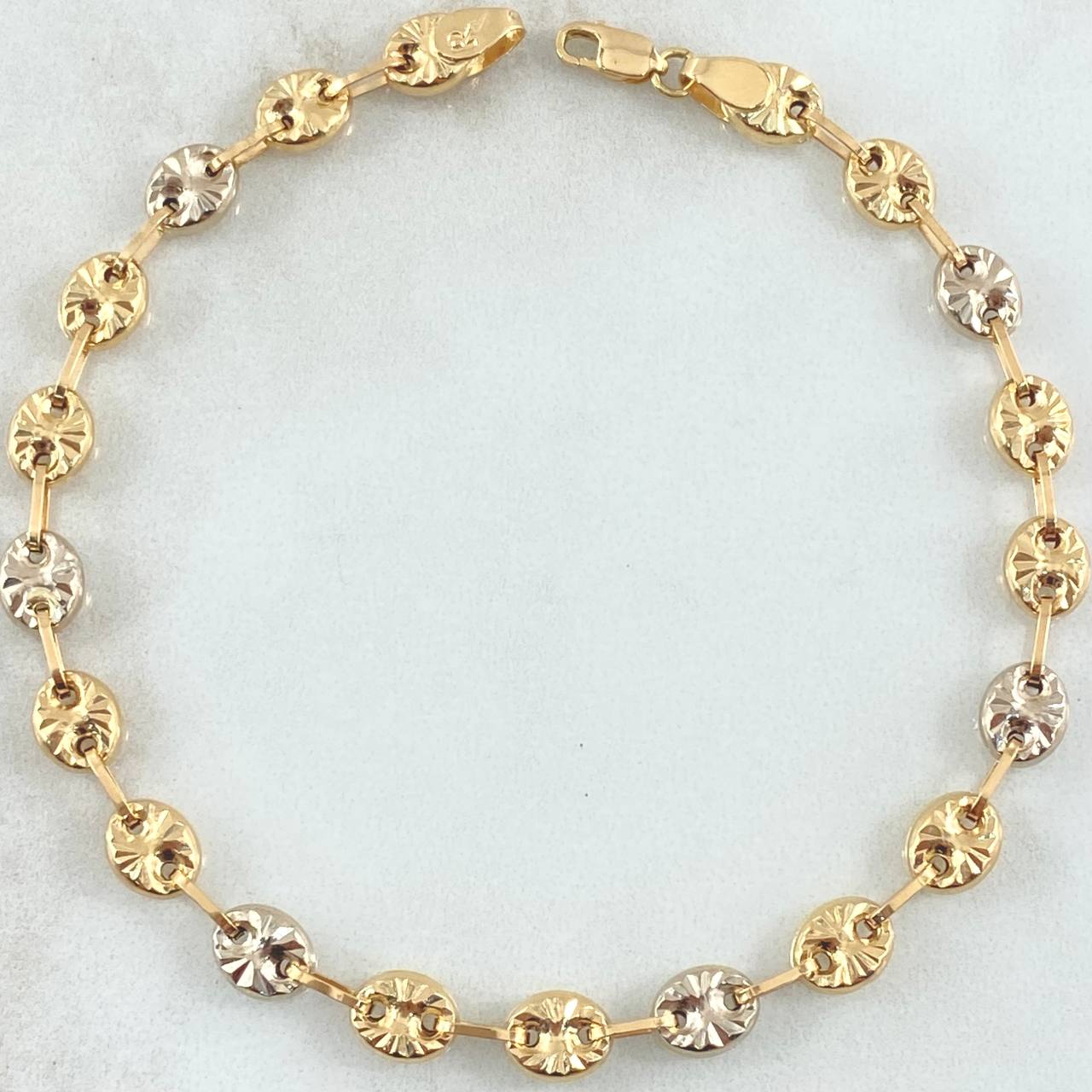 Bracelet GC 5.95gr / 8.1in / 6mm Diamond Cut Two-tone 18K Gold ©