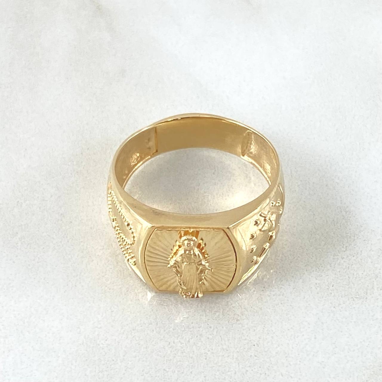 Anillo Virgen Milagrosa Sello Camandula 3.55gr / T7 3/4 / Oro Amarillo 18K *