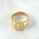 Anillo Virgen Milagrosa Sello Camandula 4.45gr / T7 1/4 / Diamantado Oro Amarillo 18K