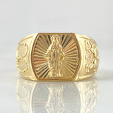 Anillo Virgen Milagrosa Sello Camandula 4.45gr / T7 1/4 / Diamantado Oro Amarillo 18K
