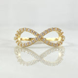 Anillo Infinito Tupido 1.2gr / T5 / Circones Blancos Oro Amarillo 18K