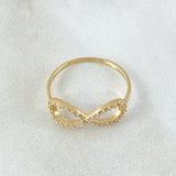 Anillo Infinito Tupido 1.2gr / T5 / Circones Blancos Oro Amarillo 18K