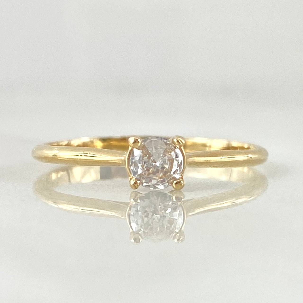 Solitaire Ring 1.7gr / Size 7 1/2 / White Zircon 18K Gold