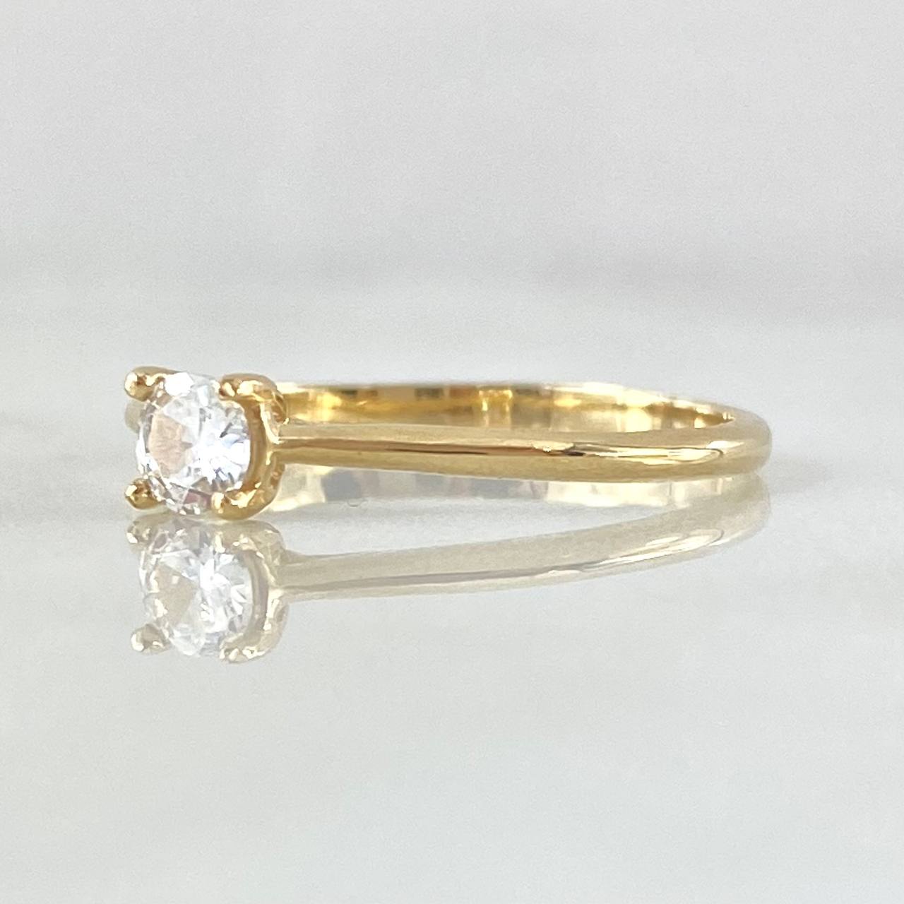 Solitaire Ring 1.7gr / Size 7 1/2 / White Zircon 18K Gold