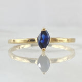 Anillo Solitario Ojo De Marqueza 1gr / T6 / Circon Azul Rey Oro Amarillo 18K ©