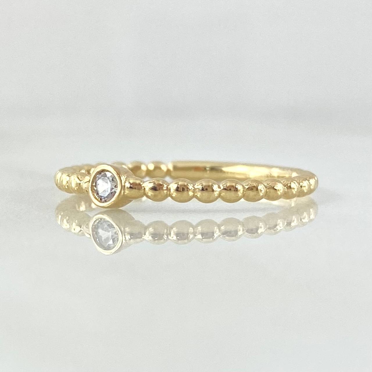 Anillo Solitario Bisel Esfera 1.6gr / T6 1/2 / Oro Amarillo 18K *