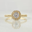 Anillo Solitario Halo Tupido 2.15gr / T6 / mm Circones Blancos Oro Amarillo 18K ©