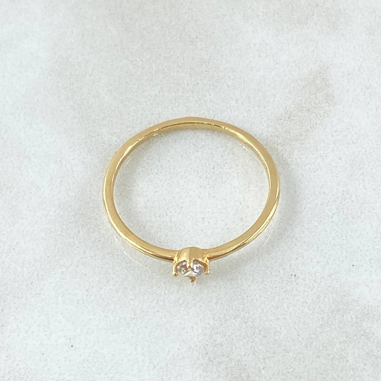 Anillo Solitario Liso 1.2gr / T7 / Circon Blanco Oro Amarillo 18K ©
