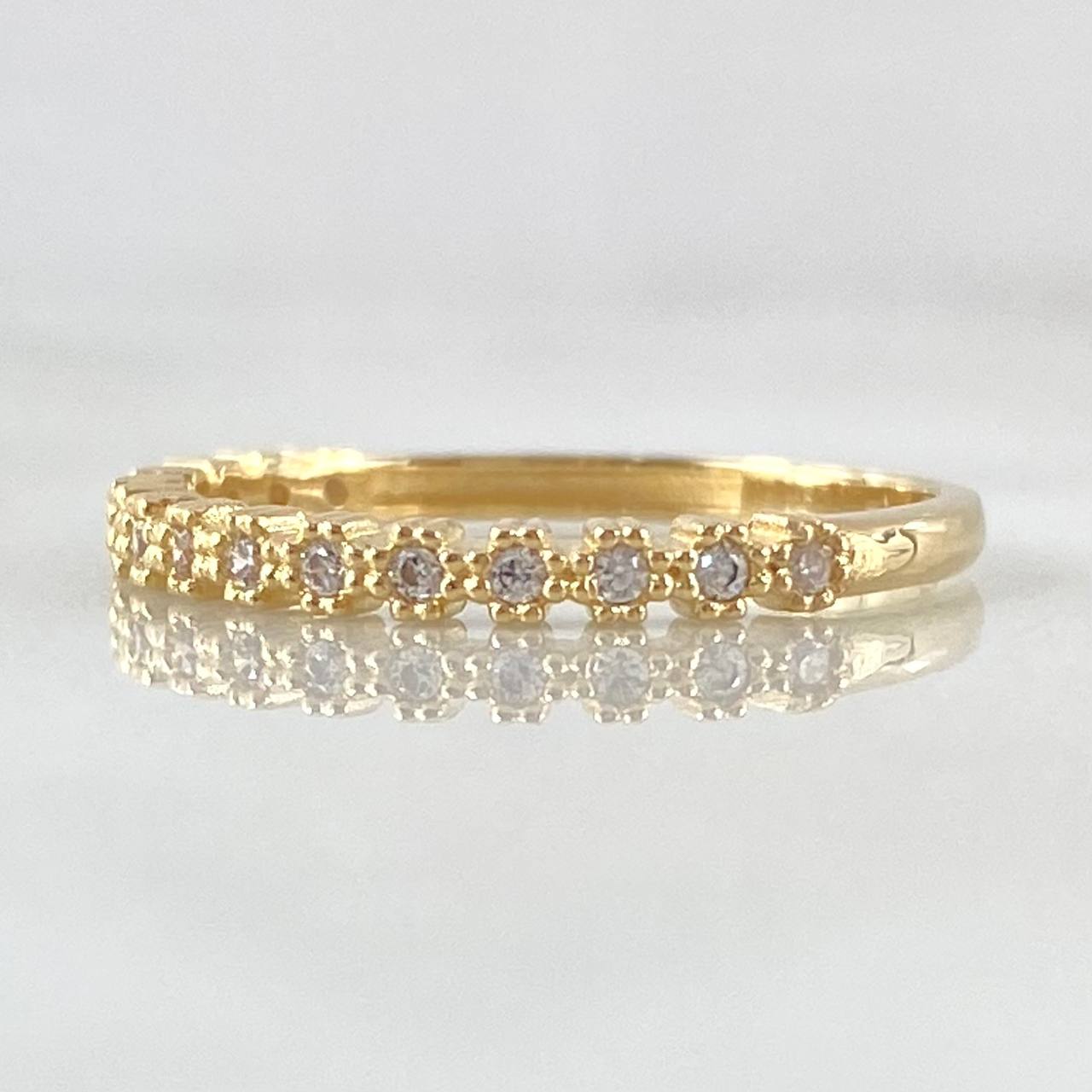Anillo Linea De Ojos 1.7gr / T7 / Circones Blancos Oro Amarillo 18K ©