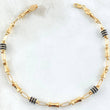 Pulso Rustico Cilindros De Arena 3.25gr / 20.5cm / 4.1mm Cauchos Negros Oro Amarillo 18K ©