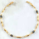 Pulso Rustico Cilindros De Arena 3.25gr / 20.5cm / 4.1mm Cauchos Negros Oro Amarillo 18K ©
