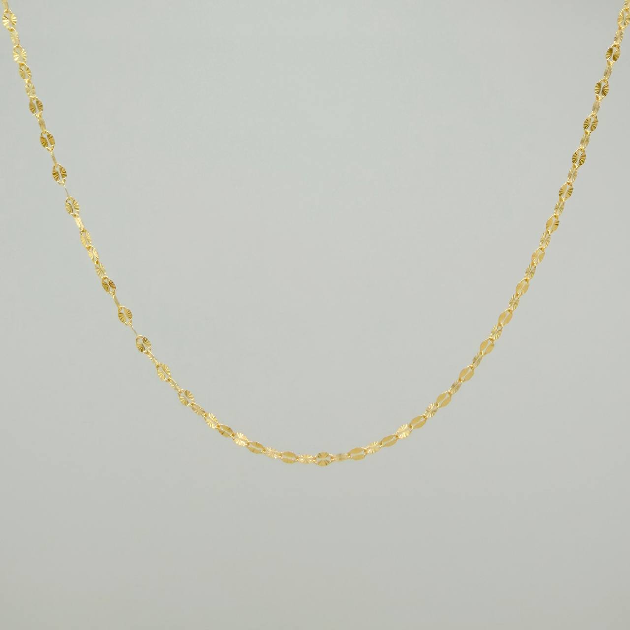 Cadena Flor Espejo 0.8gr / 17 3/4 in / 0.5mm Oro Amarillo +3 18K %