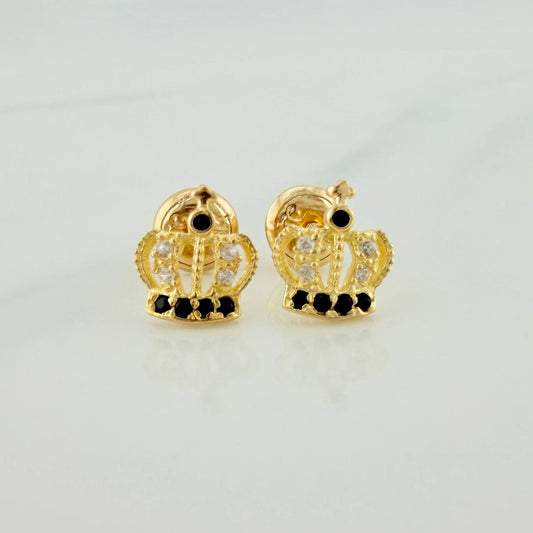 Crown Stud Earrings 1.05gr / 6.9mm Yellow Gold 18K &