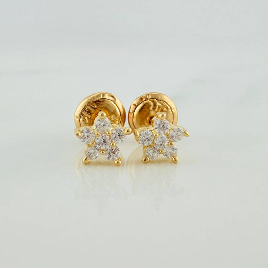 Flower Stud Earrings 0.8gr / 4mm Yellow Gold 18K &