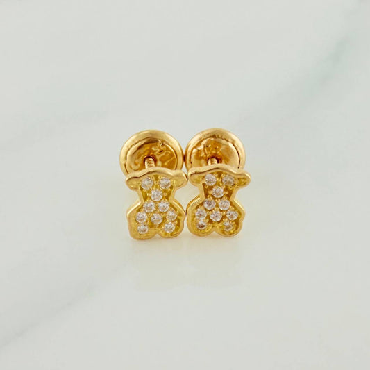 Bear TS Stud Earrings 0.9gr / 5.9mm Yellow Gold 18K &