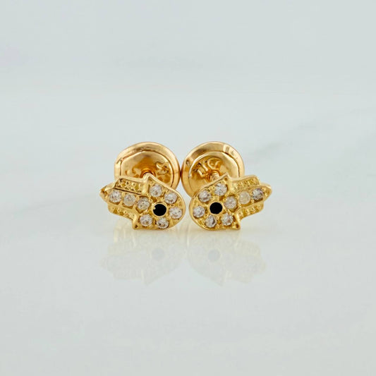 Hamsa Hand Stud Earrings 0.7gr / 6.48mm Yellow Gold 18K &