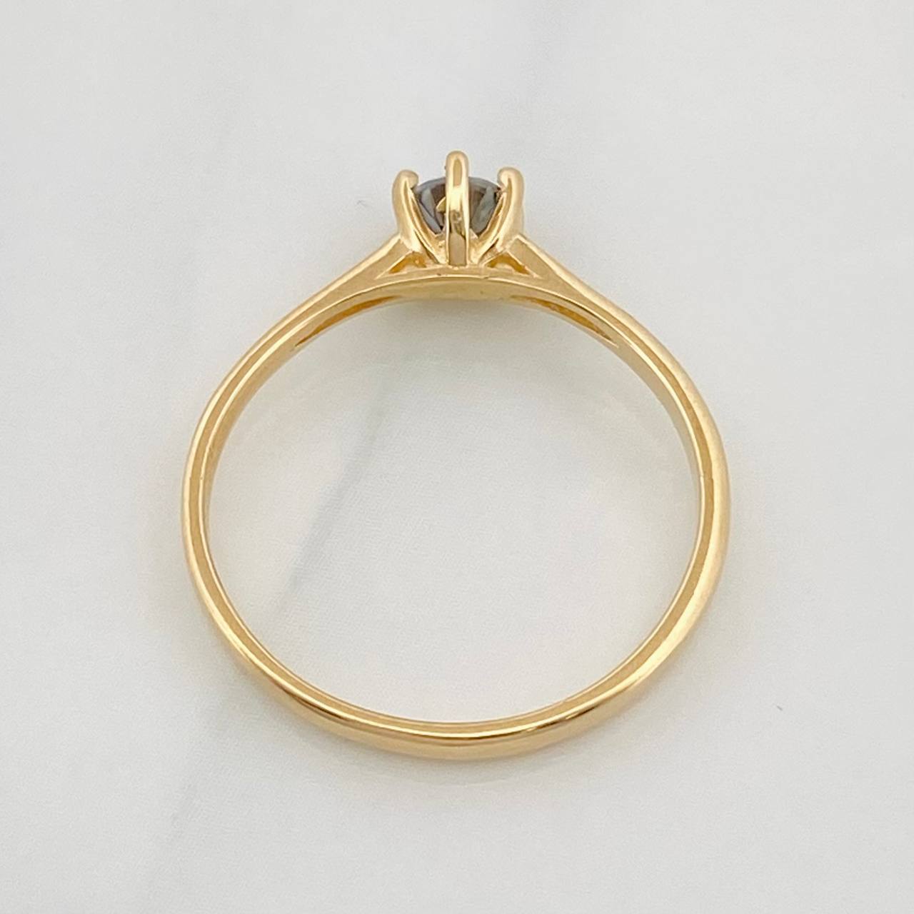 Anillo Solitario Moisanitas 0.15 pts 1.80g / T7 Oro Amarillo 18K
