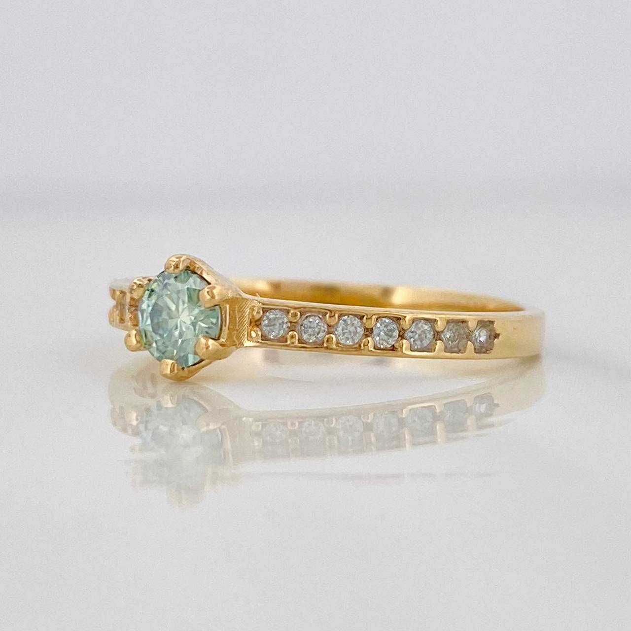 Solitaire Churumbela Ring Moissanites 0.34 pts 1.8g / T7 Yellow Gold 18K