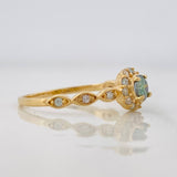 Anillo Halo Churumbela Moisanita 0.38 pts 1.85g / T7 3/4 Oro Amarillo 18K